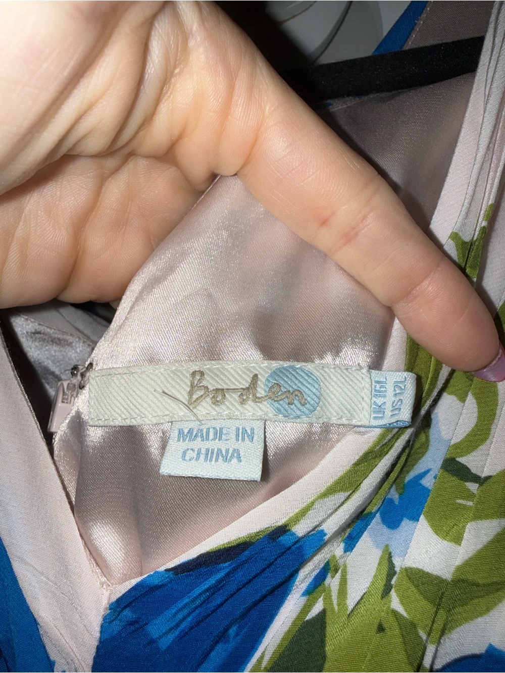 Boden White Midi Dress with Blue Floral and Green Leaf Print - Picture 3 of 5